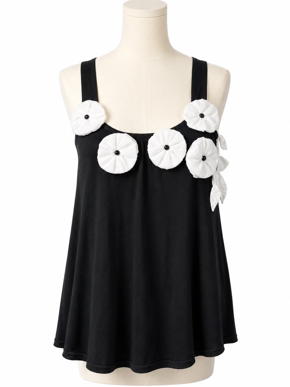 Wet Seal Black Floral Applique Tank Top Small Y2K Coquette Festival NWT Cute